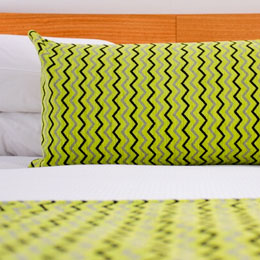 Red Earth Motel Broken Hill - Zag Lime Bel-air Cushion and Bed Runner