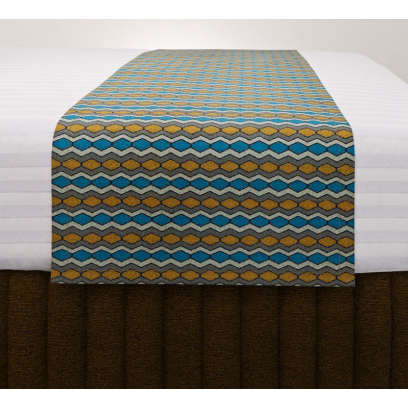 Flex Gold Teal Standard Mirage Runner with Siam Antique Gold Suite Valance and Hampton Wide Stripe Quilt Cover