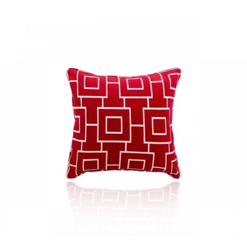 Large Decorative Cushion - Grid Red Delicious with Piping