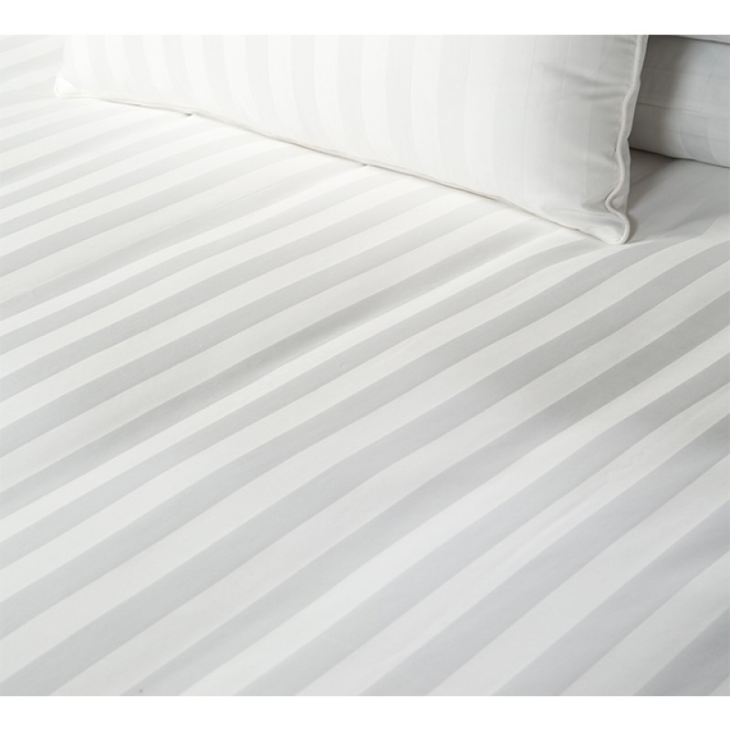 Bed Dressed with Quilt Cover (Hampton Stripe), Belair Cushion (Hampton Stripe)
