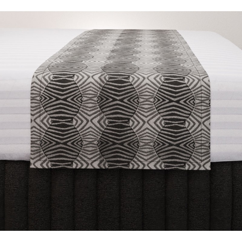 Tribal Slate Standard Mirage Runner with Siam Charcoal Suite Valance and Hampton Wide Stripe Quilt Cover