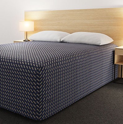 Practical Fitted Flat-Top Full Drop Bed Cover with Basque Indigo fabric
