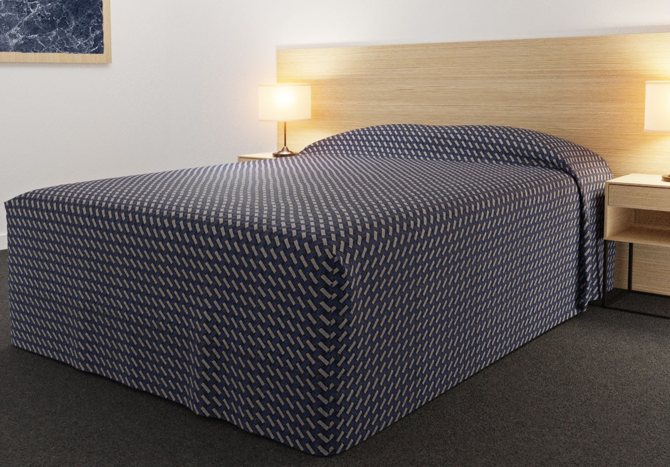 Practical Fitted Bedcover Standard Semi Long Top Full Drop with Basque Indigo  fabric