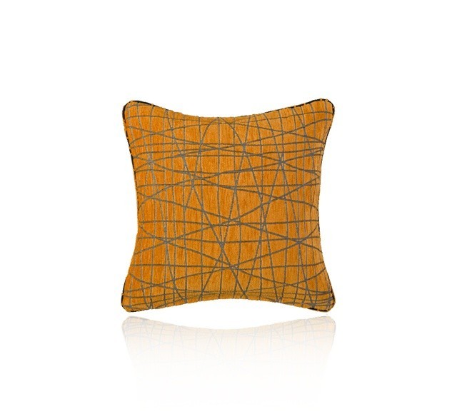 Large Decorative Cushion - Fiddlesticks Saffron (Reverse) with Piping