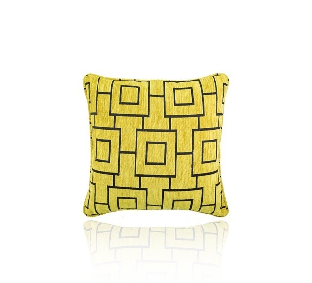 Large Decorative Cushion - Grid Cuban Lime with Piping