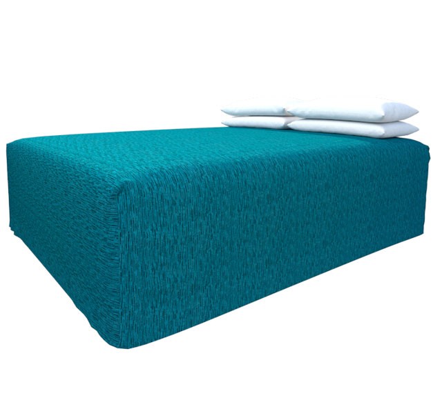 Practical Fitted Flat-Top Full Drop Bed Cover with Lima Azure fabric