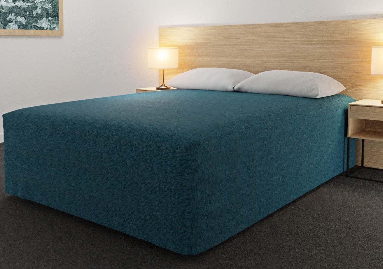 Practical Fitted Flat-Top Full Drop Bed Cover with Lima Azure fabric