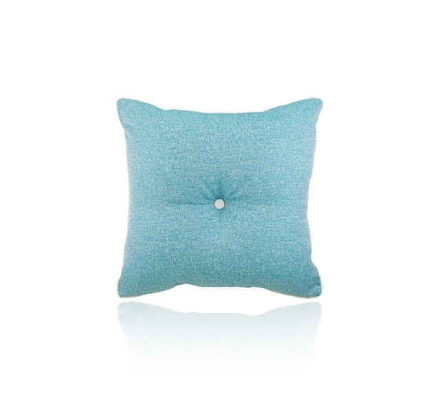 Large Decorative Cushion - Max Azure with Button and Piping