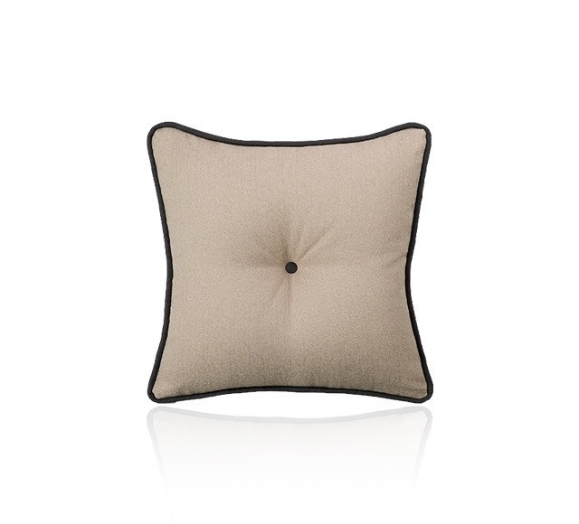 Large Decorative Cushion - Max Putty with Button and Thick Piping