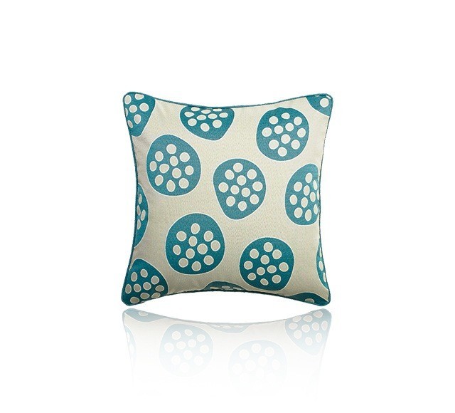Large Decorative Cushion - Pod Teal with Piping