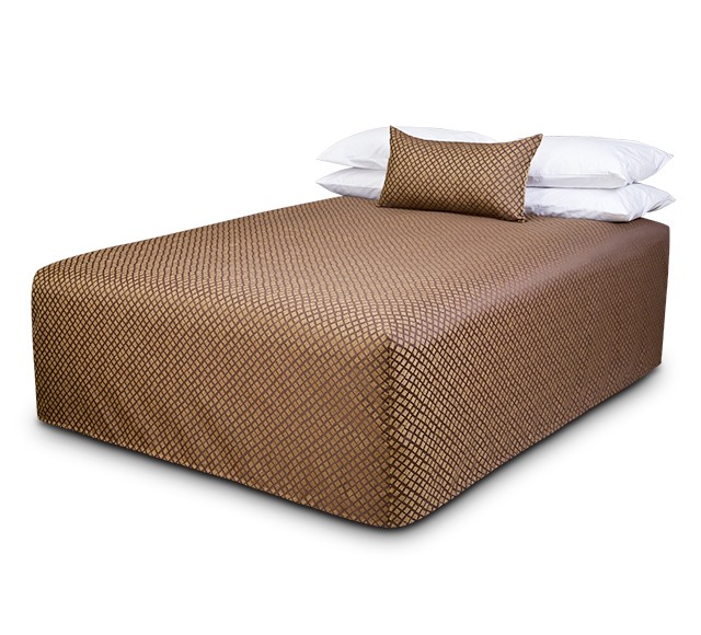 Practical Fitted Flat-Top Full Drop Bed Cover with Checkmate Brass fabric