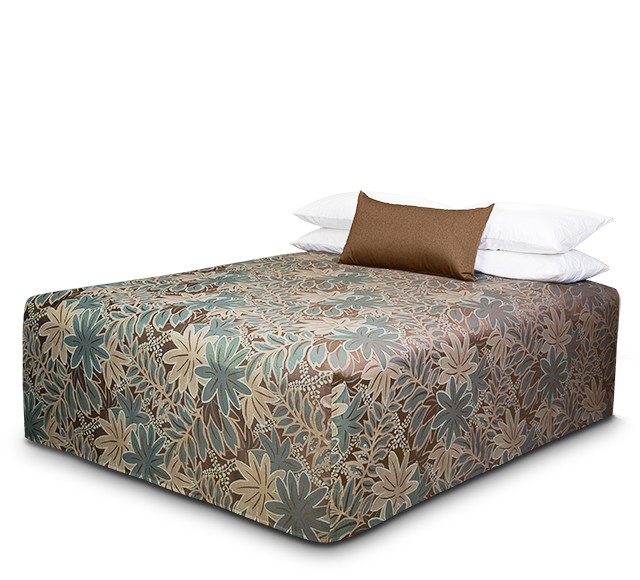Practical Fitted Flat-Top Full Drop Bed Cover with Oasis Choc Teal fabric