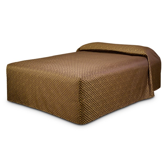 Practical Fitted Bedcover Standard Semi Long Top Full Drop with Checkmate Brass fabric