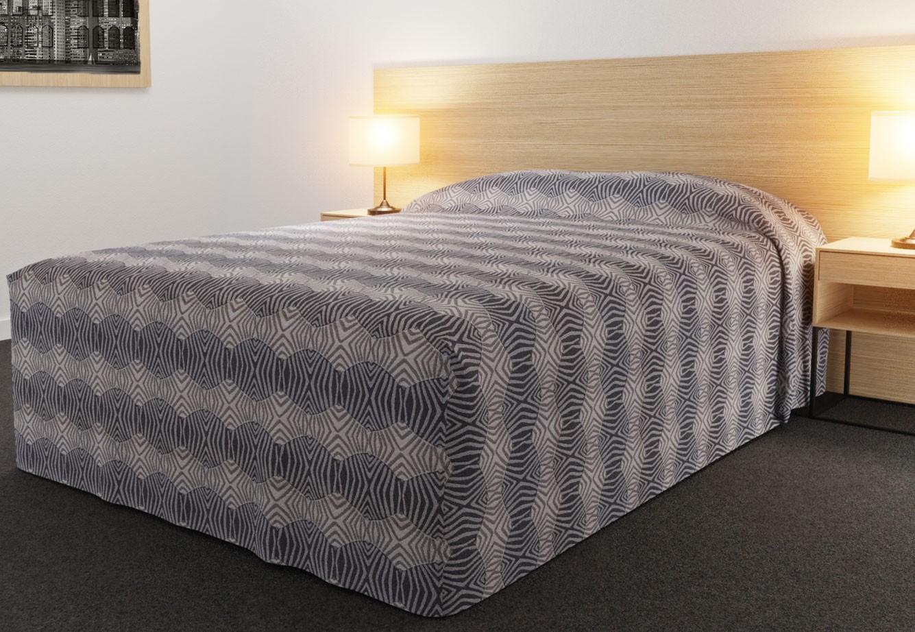 Practical Fitted Bedcover Standard Semi Long Top Full Drop with Tribal Slatefabric